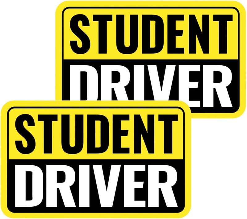 Foweroty 1|2|3|4 Pack Student Driver Sticker Magnet for Car, Weather-Resistant, Reflective, 5.71"*3.54" - Golden Ratio Dimension, 2pcs（Yellow/Black-Student） - Image 1